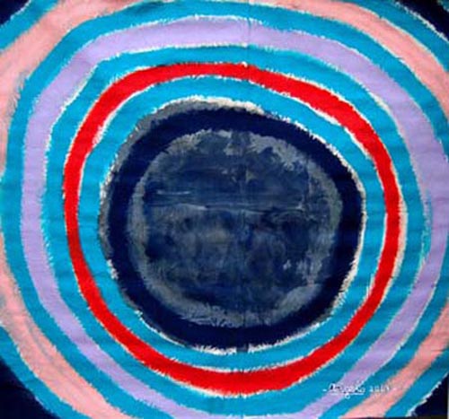 il cerchio blu - cm 144x125 crica acrilico su tela non intelaiata 2007 private collection Germany
