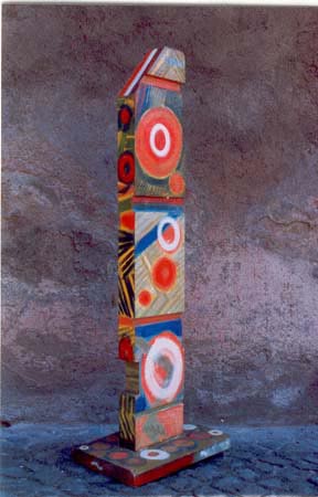 il totem della fantasia olio su legno cm 130 x 45